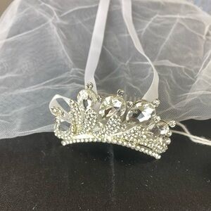 White Wedding Veil With Rhinestone Comb